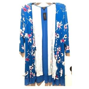 Chiffon trim drape cardigan